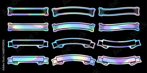 横長ホログラムステッカーデザインのラベルセット。