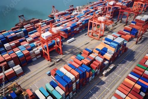 Aerial view of container port