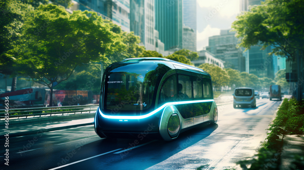 Intelligent vehicle concept autonomous electric shut - obrazy, fototapety, plakaty 
