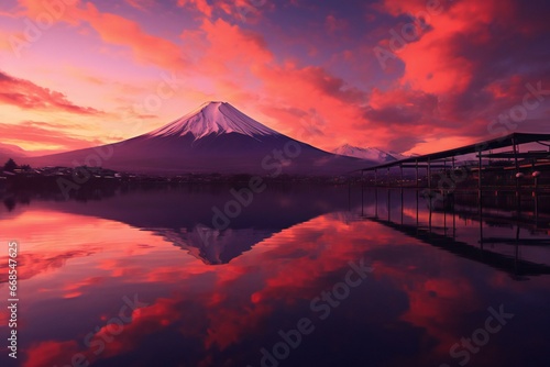 夕日に染まる富士山1 photo