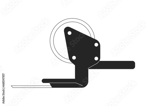 Packing tape gun black and white 2D line cartoon object. Packaging tape dispenser isolated vector outline item. Adhesive scotch tool for shipping wrapping process monochromatic flat spot illustration