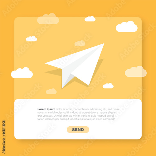 Banner of email marketing icon in flat style. Subscription to newsletter vector illustration on isolated background. Subscribe, submit sign business concept.