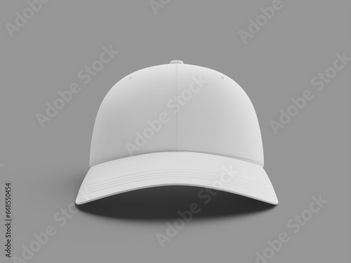 Front View White Blank Trucker hat Mockup 3D rendered