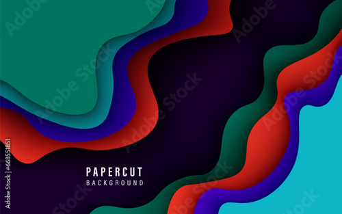 multi colored abstract colorful wavy papercut overlap layers background. eps10 vector