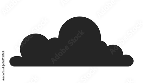 Filled cloud shape black and white 2D line cartoon object. Overcast cloudscape isolated vector outline item. Dramatic moody cloud. Cumulus dusk meteorology monochromatic flat spot illustration