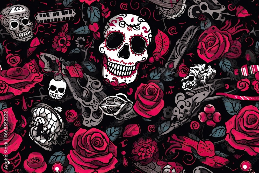 Gothic dark pattern with the addition of ominous and surreal mutations and distorted reality.