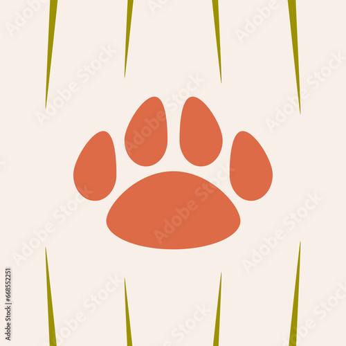 Cute paw animal vector print 