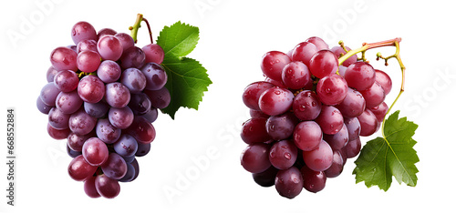 Set of Grapes PNG. Bunch of grapes with leaf isolated PNG. Purple ripe grapes flat lay PNG. Grapes for wine production PNG