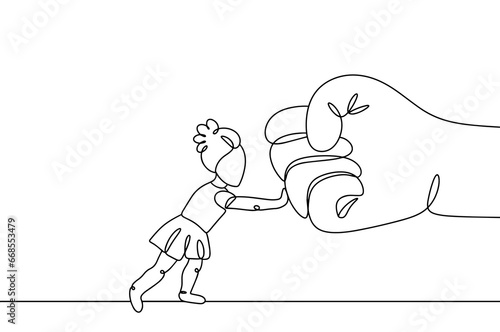 Girl. Fist. Violence. One line