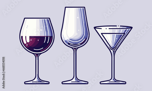 Vector artwork highlighting  glass types with unique characteristics