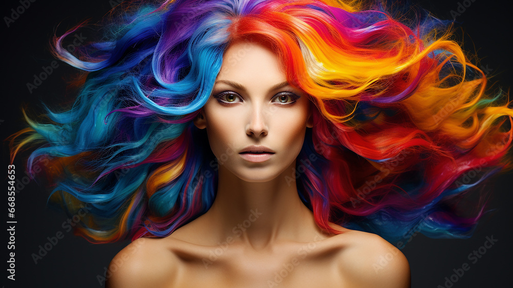 Beauty girl with colorful dyed hair