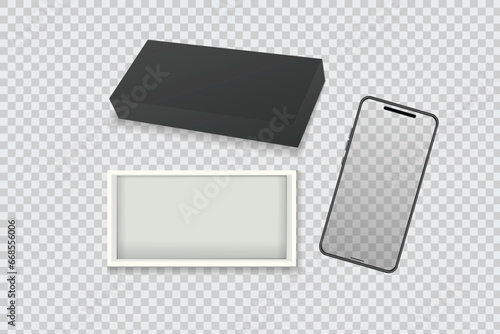 Smartphone and box Mockup vector Transparent eps 10