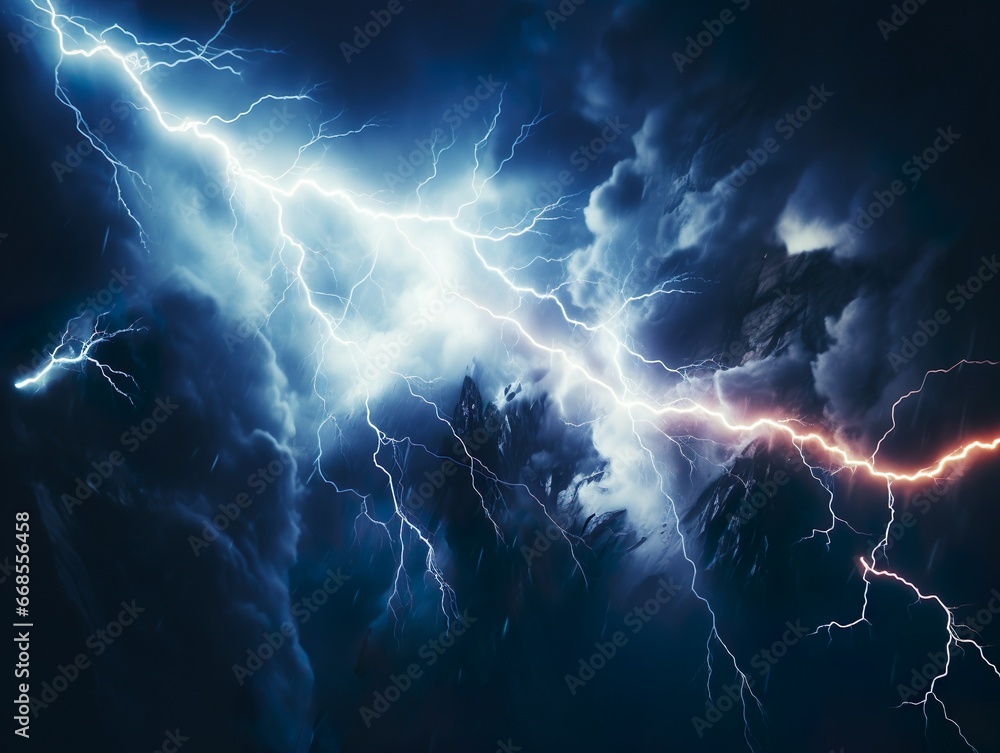 Lightning strike isolated in black background Lightning strike isolated in black background
