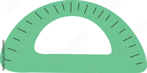 semi circle ruler hand drawn stationery doodle isolate