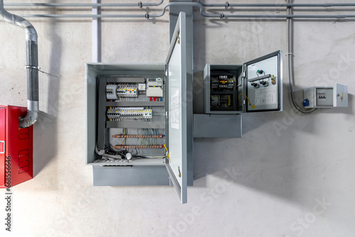 Electric control panel enclosure for power and distribution electricity.