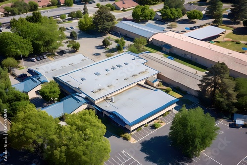 Aerial view of school building photo