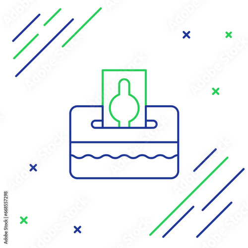 Line Donate or pay your zakat as muslim obligatory icon isolated on white background. Muslim charity or alms in ramadan kareem before eid al-fir. Colorful outline concept. Vector