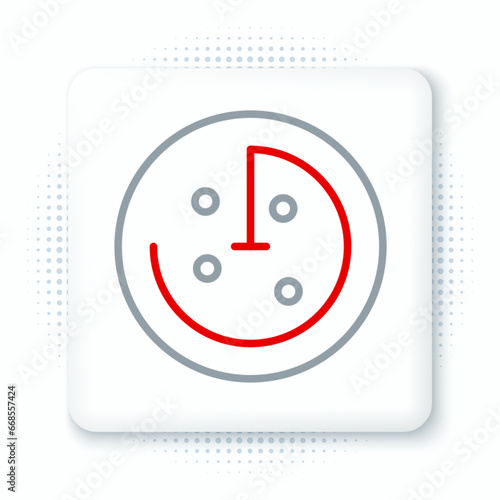 Line Radar with targets on monitor in searching icon isolated on white background. Search system. Navy sonar. Colorful outline concept. Vector