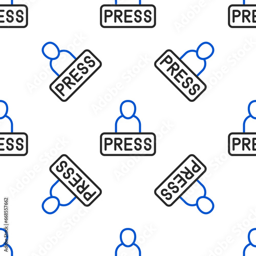 Line Journalist news reporter icon isolated seamless pattern on white background. Colorful outline concept. Vector