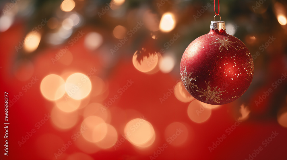 Christmas Tree With Ornament And Bokeh Lights. Ai generative. Christmas Tree With Ornament And Bokeh Lights. Ai generative.