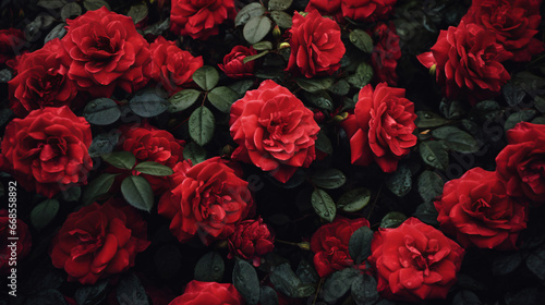 Red rose bush nature © Johnu