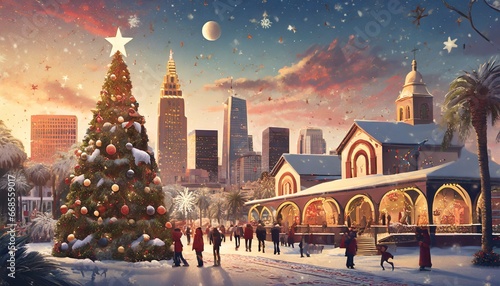 Christmas holiday season in NYC. colorful streets of new york