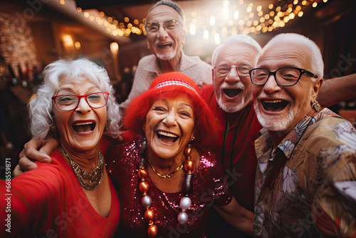  senior citizens enjoying companionship at a social club photo