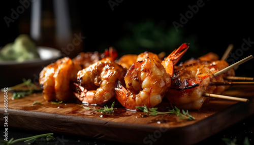 skewers spicy grilled shrimp photo