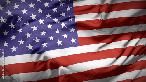 3d illustration flag of America. Close up waving flag of America.