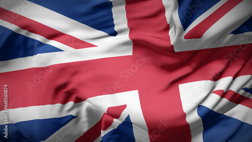 3d illustration flag of United Kingdom. Close up waving flag of United Kingdom.