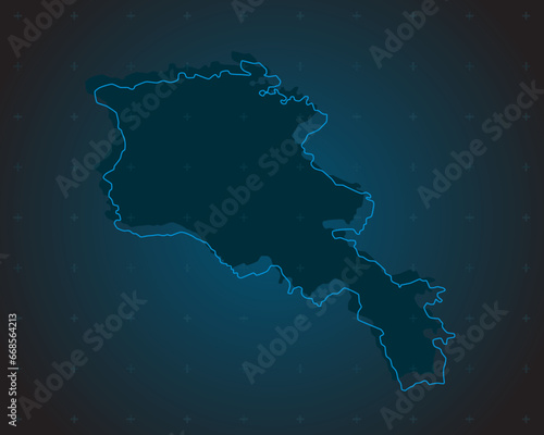 Vector map Armenia on the radar screen
