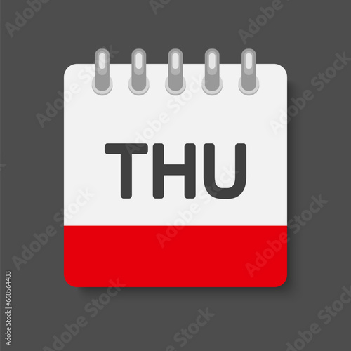 Template icon page calendar, day of week Thursday