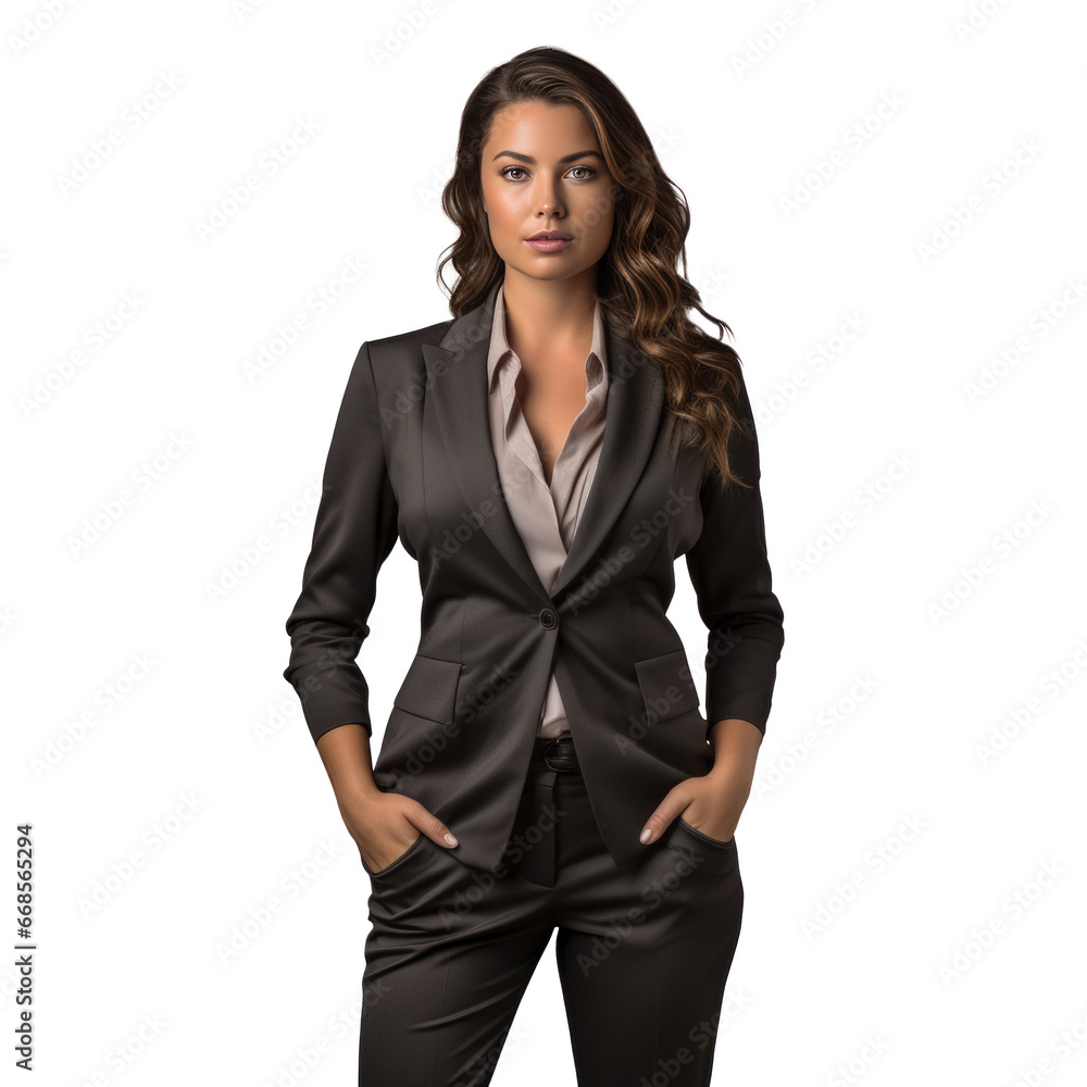 Business woman in full-length jacket isolated. Business woman in full-length jacket isolated.