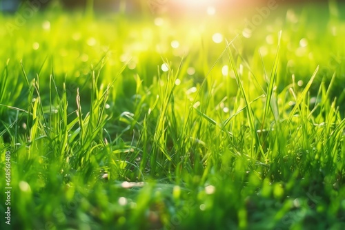 eco friendly organic green grassland landscape with sunlight effect