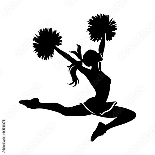 Cheerleader jumping silhouette. Vector illustration