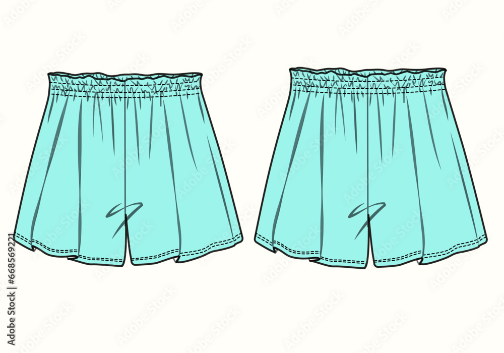 Girls and Bottom wear vector illustration flat sketch for fashion design Girls and Bottom wear vector illustration flat sketch for fashion design