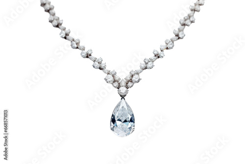 Premium Quality Big Diamond Necklace Isolated On Transparent Background.