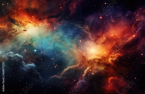 Colorful nebulae playing hide and seek in space photo