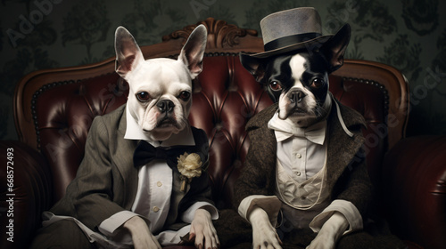 A couple of boston terriers photo