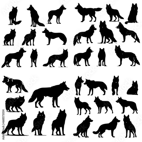 Fototapeta Naklejka Na Ścianę i Meble -  Wolf silhouettes vector