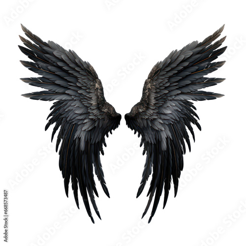 black angel wings isolated on transparent background,transparency 