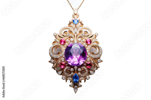 Precious And Gleaming Gemstone Pendant Isolated On Transparent Background.