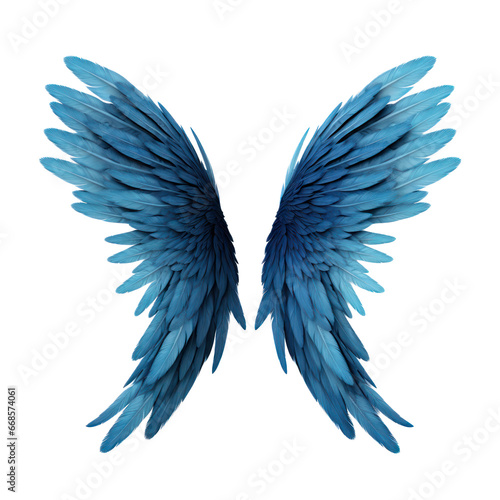 Fantasy blue wings isolated on transparent background,transparency 