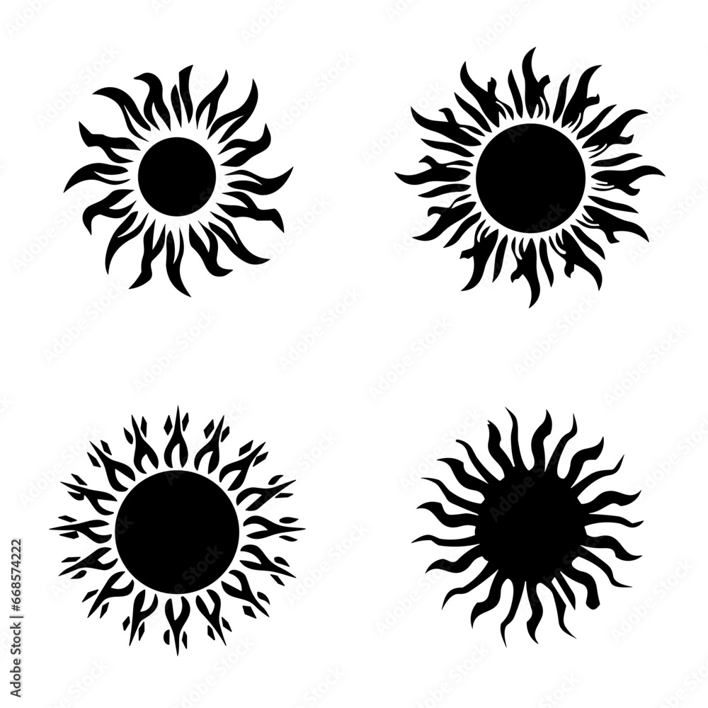 Sun silhouette, sunrays silhouette, sun vector, sun svg, sun png, sun, vector, icon, summer, set, illustration, flower, design, symbol, star, sign, art, collection, decoration, element, pattern, yello