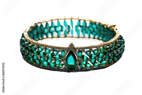 Exquisite High Resolution Emerald Necklace Isolated On Transparent Background.