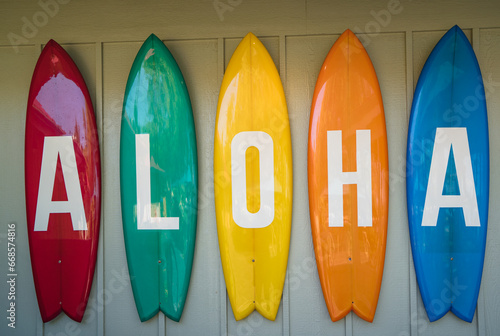 Aloha sign at Lava Lava Beach Club on ʻAnaehoʻomalu Beach, Hawaii Island, USA
