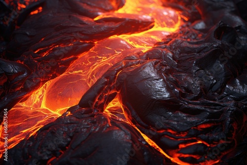 Flowing lava, molten rock textures.