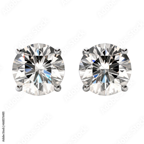 Diamond earrings isolated on transparent background transparency 