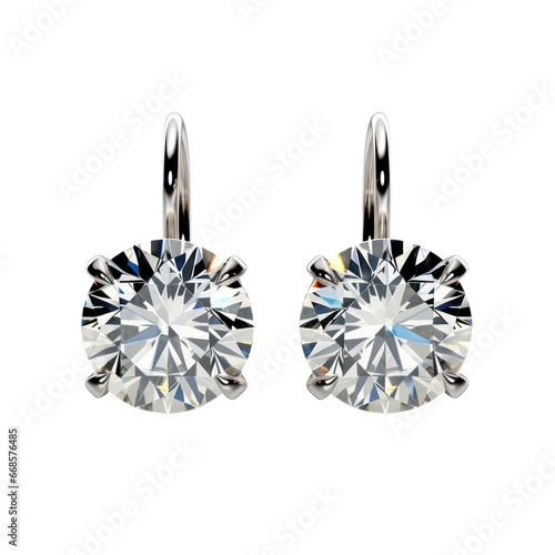 Diamond earrings isolated on transparent background,transparency 