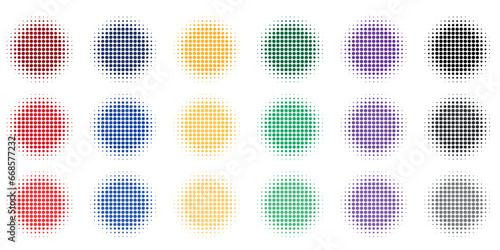 Collection of colorful halftone dot backgrounds © MochRibut